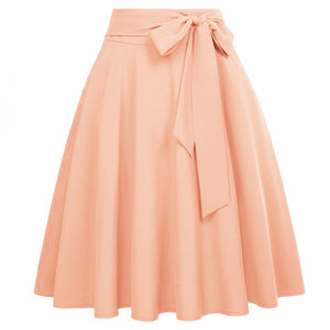 Cap Point Apricot / S Perline Belle Poque High Waist Self-Tie Bow-Knot Embellished  A-Line Skirt