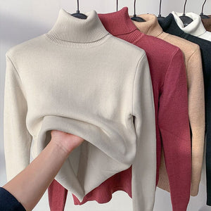 Cap Point Apricot1 / S Women  Elegant Thick Warm Long Sleeve KnittedTurtleneck Sweater