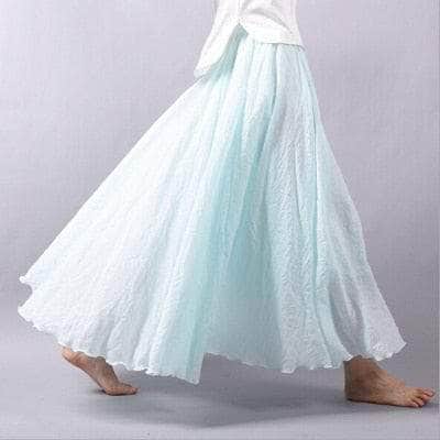 Cap Point Aqua blue / M Bohemian Beach Empire A-line Pleated Maxi Skirt