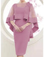 Cap Point Army green / 8 Mireille Shealth Square Collar Flowers Short Mother Of Bride Groom Dress