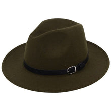 Load image into Gallery viewer, Cap Point Army Green Classic British Fedora Men Women Woolen Winter Felt Jazz Hat
