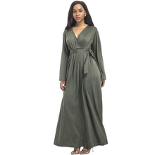 Load image into Gallery viewer, Cap Point Army Green / M Melania V-neck Belt Maternity Maxi Dress
