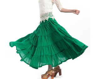 Cap Point Army Green / One size Belline Vintage Long Elastic Waist Boho Maxi Skirt
