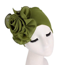 Load image into Gallery viewer, Cap Point Army green / One size fits all New Large Flower Stretch Head Scarf Hat

