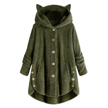 Load image into Gallery viewer, Cap Point Army Green / S Faux Fur Hooded Coat Plush Velvet Jacket
