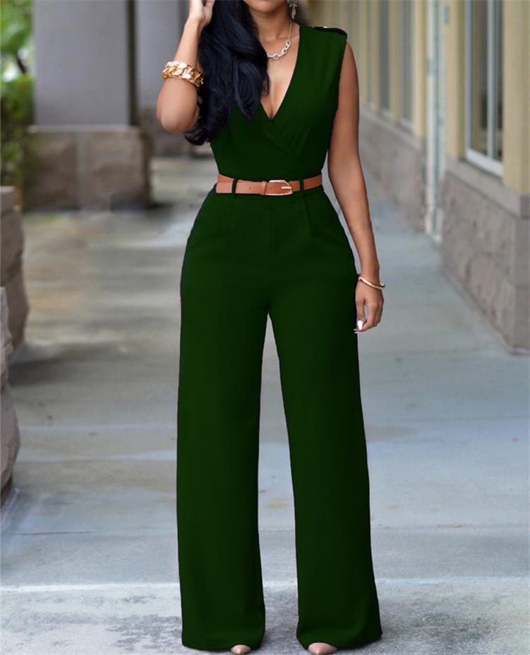 Cap Point Army Green / S Lady Sleeveless Bodycon Party Streetwear Outfit Clothes Party Playsuit