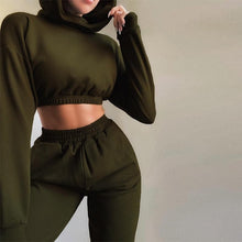 Load image into Gallery viewer, Cap Point Army Green / S Melanie 2 Piece Long Sleeve Sport Sweatsuit Hoodies
