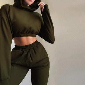Cap Point Army Green / S Melanie 2 Piece Long Sleeve Sport Sweatsuit Hoodies