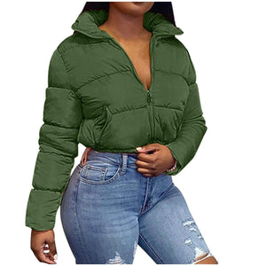 Cap Point Army Green / S / United States Stand-up Collar Cotton Short Snow Jacket
