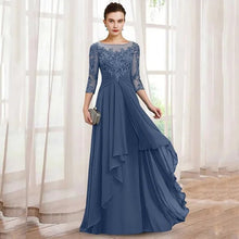 Load image into Gallery viewer, Cap Point AS pic-A / 8 Judiyana A Line 3/4 Sleeves Appliue Floor Lengh Chiffon Formal Wedding Dress
