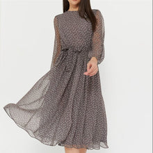 Load image into Gallery viewer, Cap Point As picture / S Elegant Dot Print Long Sleeve A-line Dress Party Dress
