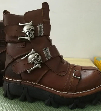 Cap Point Auburn / 7 / China Men's Cowboy Genuine Leather Motorcycle Boots