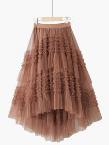 Cap Point Auburn / One Size Emine 3 Layers Tutu Tulle Irregular Mesh Skirt