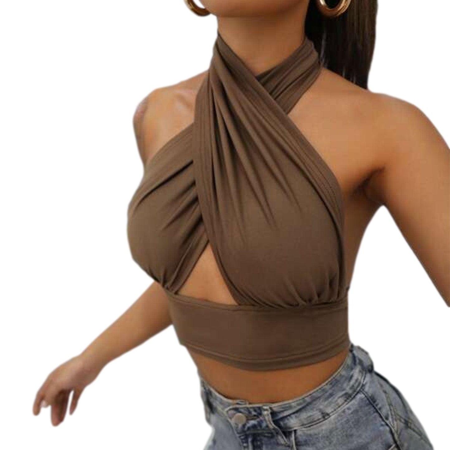 Cap Point Auburn / S Fashion Sexy Sleeveless Backless Halter Crop Top