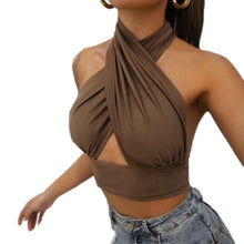 Load image into Gallery viewer, Cap Point Auburn / S Fashion Sexy Sleeveless Backless Halter Crop Top
