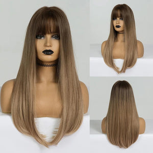 Cap Point B / One size fits all Amanda Long Straight Synthetic Wigs