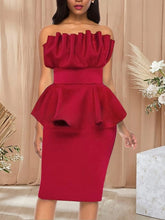 Charger l&#39;image dans la galerie, Cap Point Bare Shoulder Ruffle Peplum Party Prom Dress
