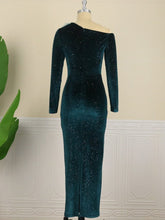 Load image into Gallery viewer, Cap Point Beatrice Velvet Feather Sparkly Sequin Bodycon Dress
