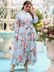 Cap Point Becky Chic Elegant Floral Oversized Long Evening Party Maxi Dress