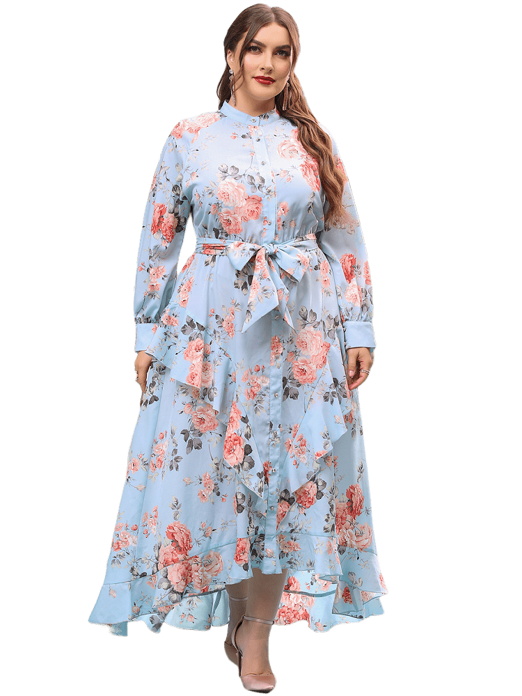 Cap Point Becky Chic Elegant Floral Oversized Long Evening Party Maxi Dress