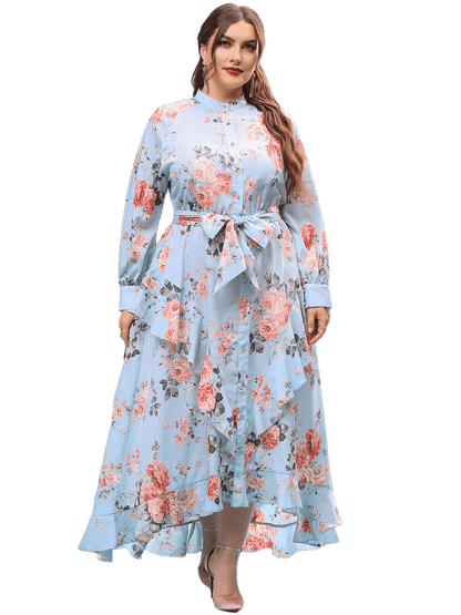 Cap Point Becky Chic Elegant Floral Oversized Long Evening Party Maxi Dress
