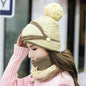 Cap Point Beige 3 Set Women's Knitted Winter Hat