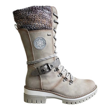 Load image into Gallery viewer, Cap Point Beige / 6.5 Women&#39;s Premium Lace Knit Mid-Calf Buckle Winter Boots
