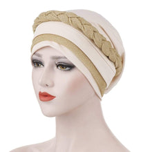 Charger l&#39;image dans la galerie, Cap Point Beige Barbara Silky Bright Wire Braided Turban

