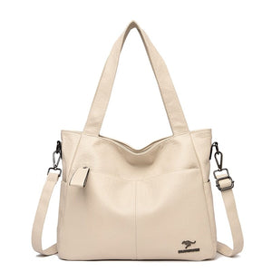 Cap Point Beige Catherine Genuine Brand Ladies Soft Leather Shoulder Handbag