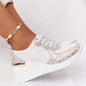 Cap Point Beige Gold / 4.5 Women Comfortable Wedge Sneakers