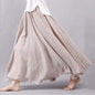 Cap Point Beige / M Bohemian Beach Empire A-line Pleated Maxi Skirt