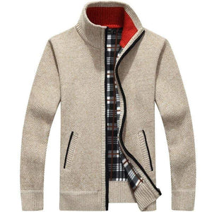 Cap Point Beige / M Men's Knitted Sweater Coat