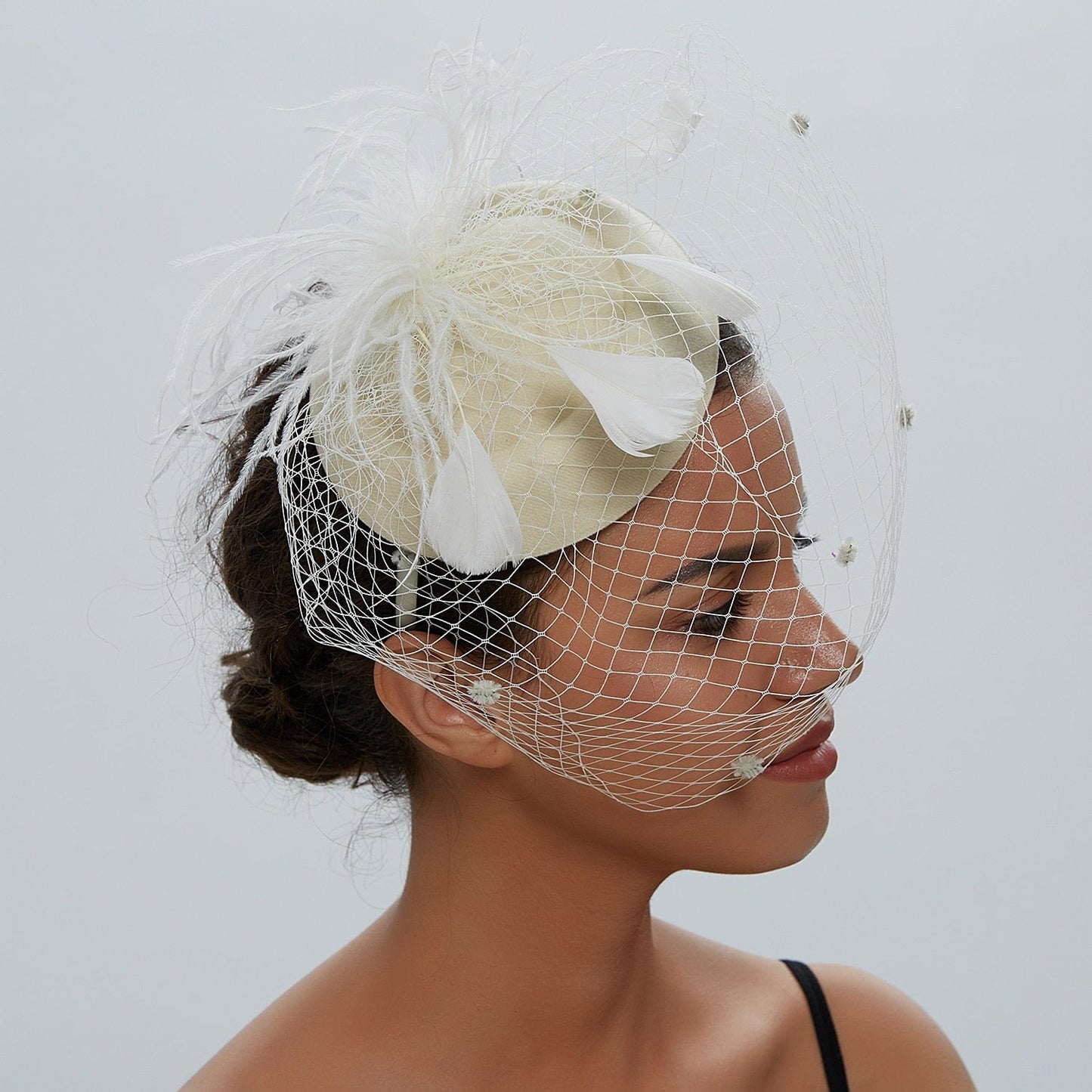 Cap Point Beige Mirva Chic Cocktail Wedding Party Church Headpiec Hat Fascinators