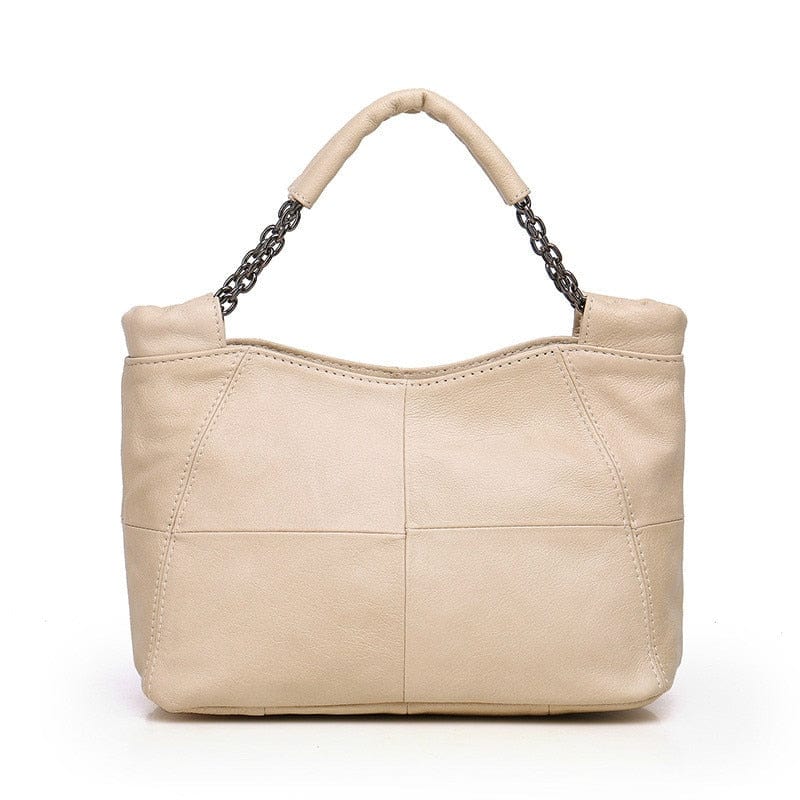 Cap Point Beige / One size Denise European Style Fashion Lady Chain Soft Genuine Leather Tote Bag