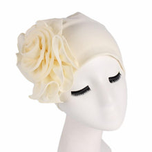 Load image into Gallery viewer, Cap Point Beige / One size fits all New Large Flower Stretch Head Scarf Hat
