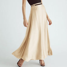 Load image into Gallery viewer, Cap Point Beige / S Elegant high waist high slit satin maxi skirt

