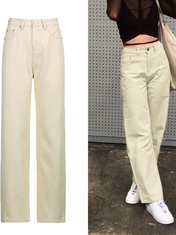Cap Point Beige / S Vintage Streetwear Pockets Wide Leg Baggy Cargo Jeans Pants