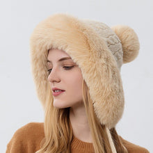 Load image into Gallery viewer, Cap Point Beige Thicken Plush Winter Warm Knitted Hat with Earflap
