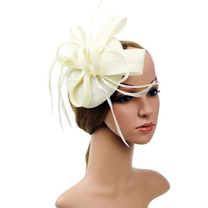 Cap Point Beige / United States Women Fascinator Flower Hat Headband Wedding Evening Party Cap