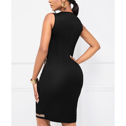 Cap Point Belinda Halter Party Tank Sleeveless Patchwork Bodycon Midi Dress