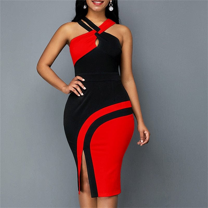 Cap Point Belinda High Waist Slit Sleeveless Bodycon Midi Dress