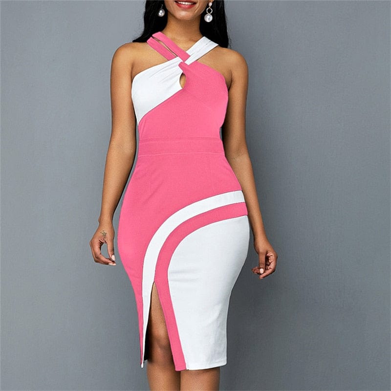 Cap Point Belinda High Waist Slit Sleeveless Bodycon Midi Dress