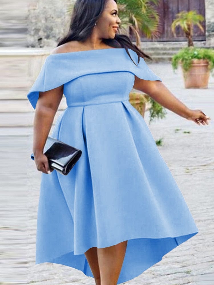 Cap Point Belinda Off Shoulder Evening Cocktail Bridesmaid Assymetrical Dress