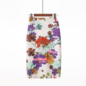 Cap Point Belline High Waist Big Flower Pencil Bodycon Midi Skirt