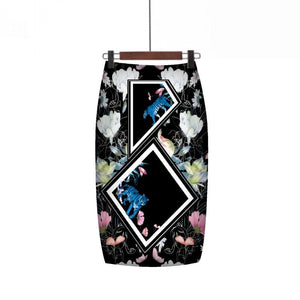 Cap Point Belline High Waist Big Flower Pencil Bodycon Midi Skirt