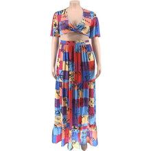 Load image into Gallery viewer, Cap Point Benita Tie Dye Crop T-shirt A-line Long Skirts Two Piece Set
