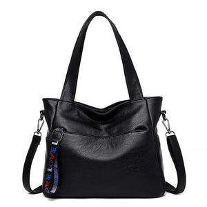 Cap Point Black 1 Catherine Genuine Brand Ladies Soft Leather Shoulder Handbag