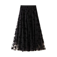 Load image into Gallery viewer, Cap Point black 1 / One Size Mireille Butterfly Embroidery Elastic High Waist A-Line Mesh Pleated Tulle Skirt
