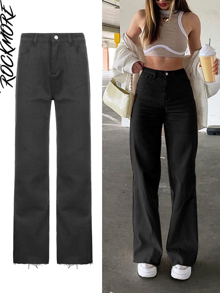 Cap Point Black 1 / S Vintage Streetwear Pockets Wide Leg Baggy Cargo Jeans Pants