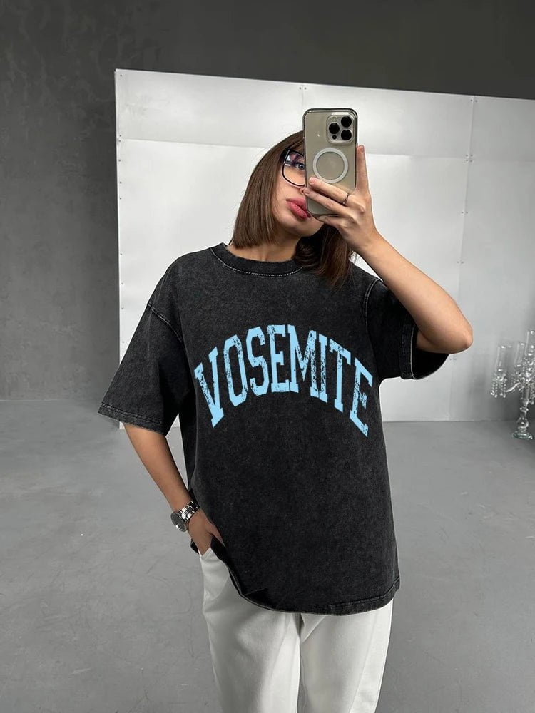 Cap Point Black 1 / XXL Aimee Vintage Cotton Streetwear T-shirt